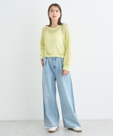 earth music&ecology スパンコールメッシュニットプルオーバー