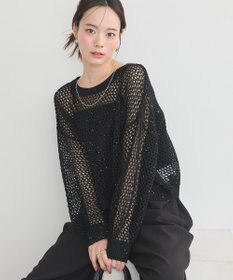 earth music&ecology スパンコールメッシュニットプルオーバー