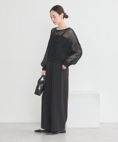 earth music&ecology スパンコールメッシュニットプルオーバー