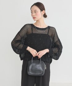 earth music&ecology スパンコールメッシュニットプルオーバー