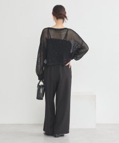 earth music&ecology スパンコールメッシュニットプルオーバー