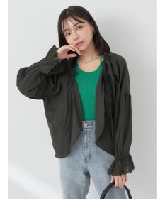 earth music&ecology ギャザーショートブラウス