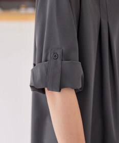 Tiaclasse L 【洗える】ストレッチタフタタックチュニックブラウス