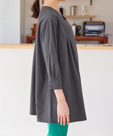 Tiaclasse L 【洗える】ストレッチタフタタックチュニックブラウス