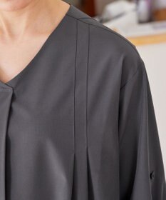 Tiaclasse L 【洗える】ストレッチタフタタックチュニックブラウス