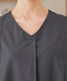 Tiaclasse L 【洗える】ストレッチタフタタックチュニックブラウス