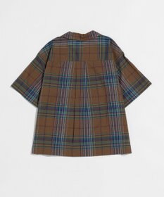 LENO DARK MADRAS CHECK OPEN COLLAR SHIRTS / マドラスチェックブラウス