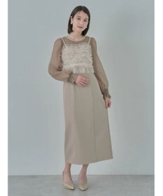 earth music&ecology ＳＥＴ２点チュールキャミ付きドッキングワンピース