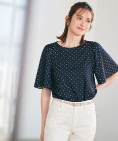 ANY SIS 【接触冷感・吸水速乾・UVケア】エアリードレープスムース フレア袖 ブラウス