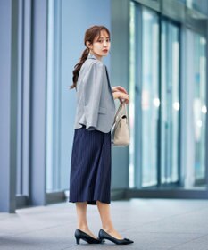 Tiaclasse L 【新色追加・洗える】配色キーネックストライプワンピース