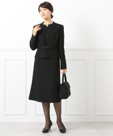 自由区 FORMAL 【ウォッシャブル対応】ドビーボーダーリボン ジャケット+ワンピース