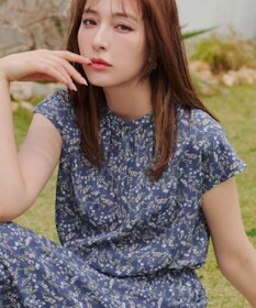 Tiaclasse 【洗える】花柄フレンチスリーブワンピース