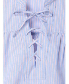 Green Parks ストライプレースアップシャツ