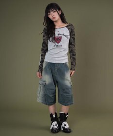 WEGO フラップポケットニータックカーゴハーフパンツ