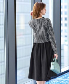 Tiaclasse 【洗える】カットジャガードコンパクトカーディガン