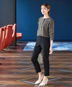 Tiaclasse 【洗える】カットジャガードコンパクトカーディガン