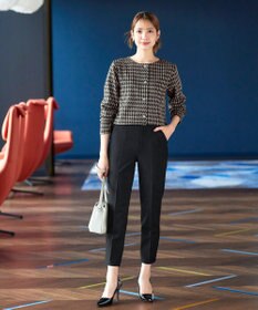 Tiaclasse 【洗える】カットジャガードコンパクトカーディガン