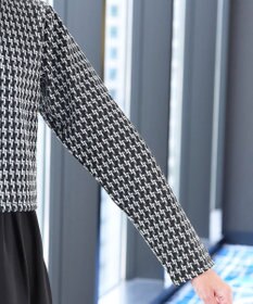 Tiaclasse 【洗える】カットジャガードコンパクトカーディガン