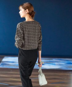 Tiaclasse 【洗える】カットジャガードコンパクトカーディガン