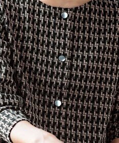 Tiaclasse 【洗える】カットジャガードコンパクトカーディガン