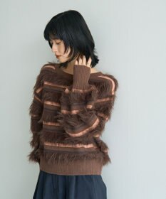 YECCA VECCA フェザーマルチボーダーニット