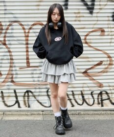 WEGO 【ユニセックス着用ITEM/裏起毛】バルーンクロップドグラフィックプルパーカー