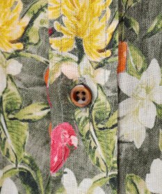 JOSEPH ABBOUD 【TEXTA・リネン100％】BIRD＆フラワープリントシャツ