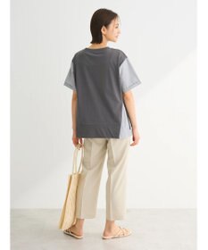 Green Parks 脇リボン５分袖布帛ドッキングプルオーバー