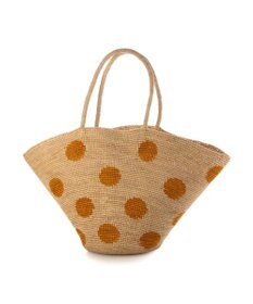 UNBILLION カシュカシュ cachecache / ドット柄ラフィアビッグトートバッグ カゴバッグ