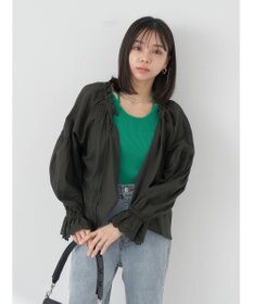 earth music&ecology ギャザーショートブラウス