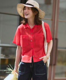 23区 【見上愛さん着用/WEB&一部店舗限定カラーあり】シアー ポロニット [WEB&一部店舗限定]レッド系