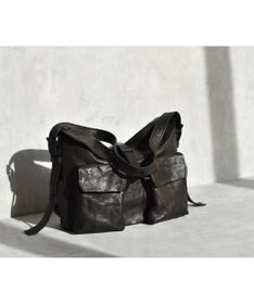 genten ゴートシュリンク かぶせ付ショルダーバッグ