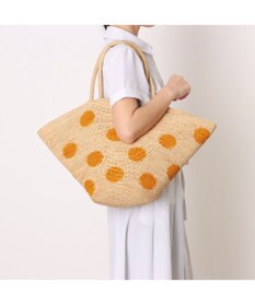 UNBILLION カシュカシュ cachecache / ドット柄ラフィアビッグトートバッグ カゴバッグ