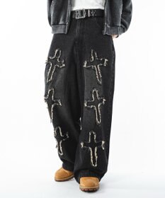 WEGO 【ユニセックス着用ITEM】フリンジデニムパンツ