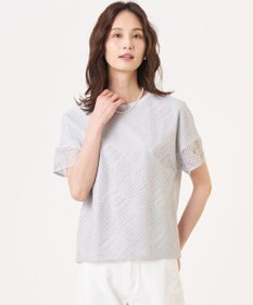 J.PRESS LADIES S 【一枚で着映え・シーンレスに活躍】タイルライクレース クルーネック カットソー