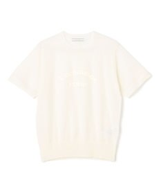 BEIGE， 【洗える・GLOW 10月号掲載】CADDO / シアーウールメッセージロゴＴニット