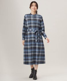 J.PRESS LADIES L 【洗える】テトロンレーヨン/ウール milledタータン ワンピース
