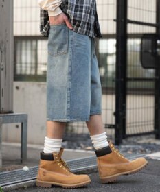 WEGO 【ユニセックス着用ITEM/SMLサイズ展開】スーパーバギーデニムショーツ