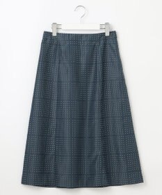 J.PRESS LADIES L 【洗える】ブロックドットプリント フレアー スカート