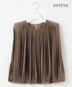 23区 L 【エステータ】ドレープサテン プリーツブラウス