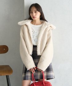 earth music&ecology リバーシブルフェイクムートンショートブルゾン