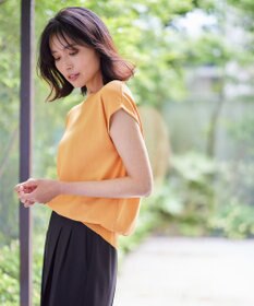 ANY 【UVケア/接触冷感/アンチピリング】クールタッチフレンチスリーブニット