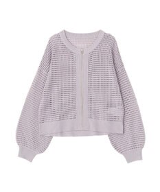 AMERICAN HOLIC 【先行予約】ジップアップメッシュニットカーディガン【WEB限定カラー有り】