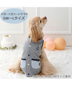 PET PARADISE ペットパラダイス  やさしいベスト 《錨 刺繍》 背中開き 中型犬 大型犬