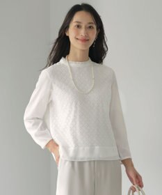 J.PRESS LADIES パウダリーツイルレースコンビ カットソー