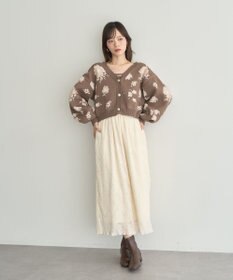 earth music&ecology SET2点フラワージャガードカーデ+ビスチェ