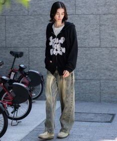 WEGO 【ユニセックス着用ITEM/MLサイズ展開】メッシュロゴジップパーカー