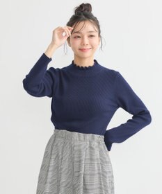 earth music&ecology レーシーハイネックリブプルオーバー