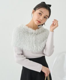 earth music&ecology ＳＥＴ２点ケープ＋リブニットプルオーバー