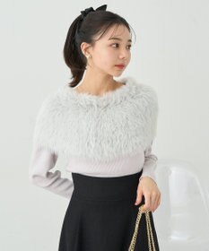 earth music&ecology ＳＥＴ２点ケープ＋リブニットプルオーバー